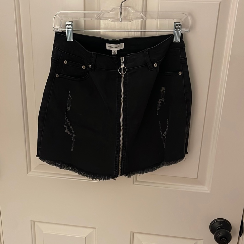 Black denim skirt